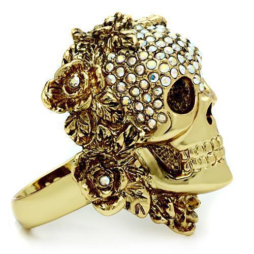 3W017 - Gold White Metal Ring with Top Grade Crystal  in Aurora Borealis (Rainbow Effect)-4