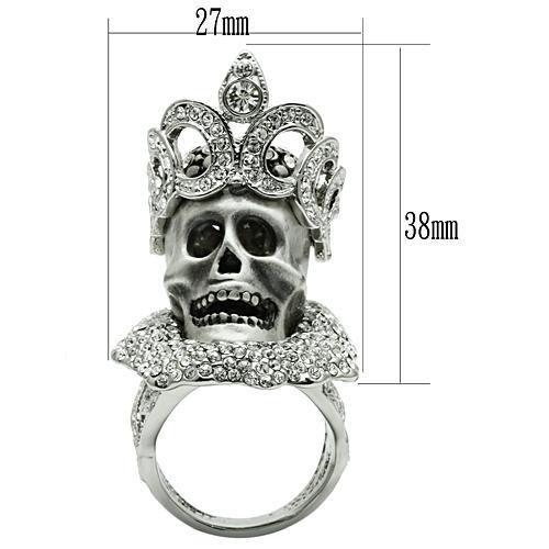 3W018 - Matte Rhodium & Rhodium White Metal Ring with Top Grade Crystal  in Clear-1