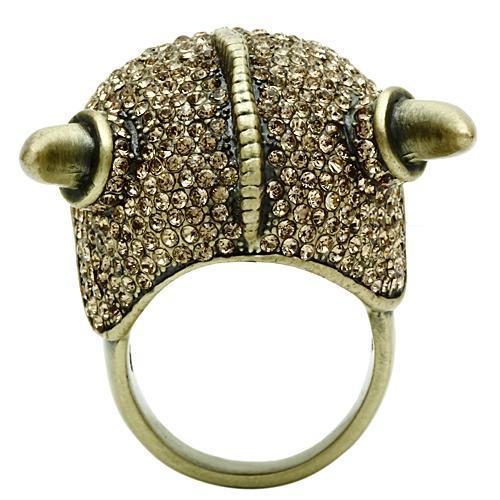 3W019 - Antique Copper White Metal Ring with Top Grade Crystal  in Citrine Yellow-3