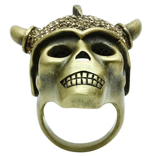3W019 - Antique Copper White Metal Ring with Top Grade Crystal  in Citrine Yellow-2