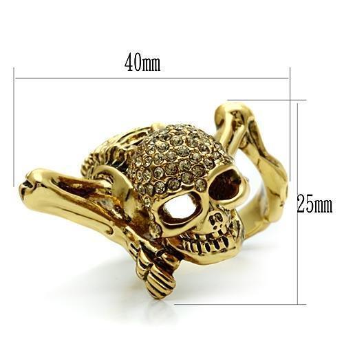 3W020 - Gold White Metal Ring with Top Grade Crystal  in Citrine Yellow-1