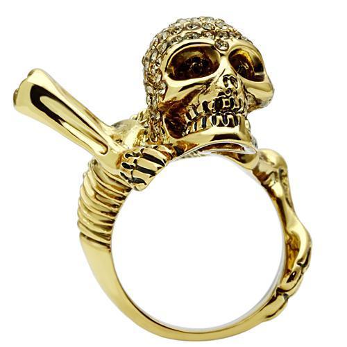 3W020 - Gold White Metal Ring with Top Grade Crystal  in Citrine Yellow-2