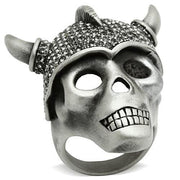 3W021 - Antique Silver White Metal Ring with Top Grade Crystal  in Black Diamond-0