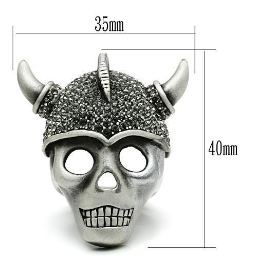 3W021 - Antique Silver White Metal Ring with Top Grade Crystal  in Black Diamond-1