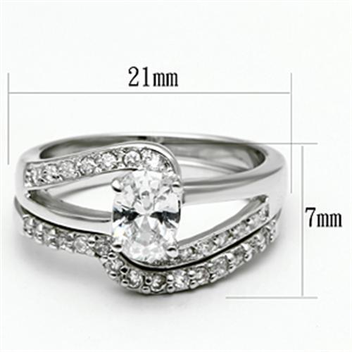 3W022 - Rhodium Brass Ring with AAA Grade CZ  in Clear-1