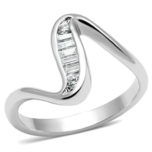 3W024 - Rhodium Brass Ring with AAA Grade CZ  in Clear-0