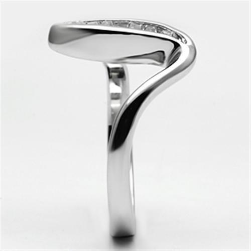 3W024 - Rhodium Brass Ring with AAA Grade CZ  in Clear-3