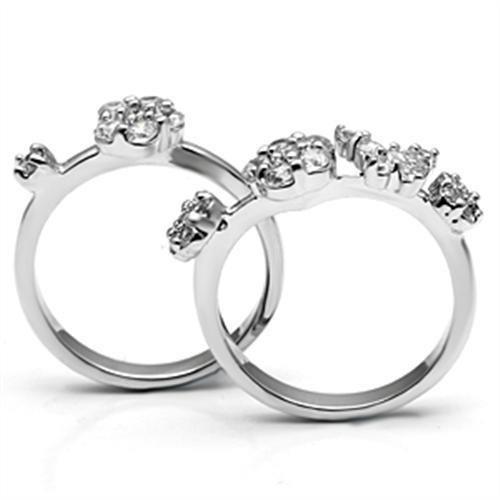 3W026 - Rhodium Brass Ring with AAA Grade CZ  in Clear-2