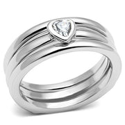 3W027 - Rhodium Brass Ring with AAA Grade CZ  in Clear-0