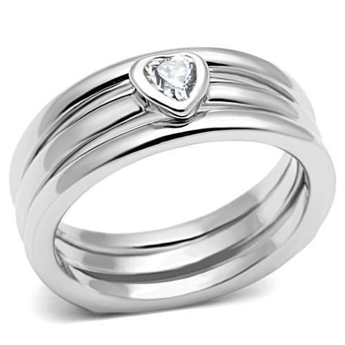 3W027 - Rhodium Brass Ring with AAA Grade CZ  in Clear-0