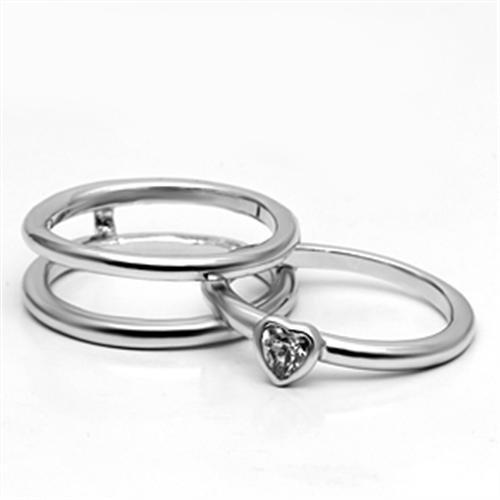 3W027 - Rhodium Brass Ring with AAA Grade CZ  in Clear-4