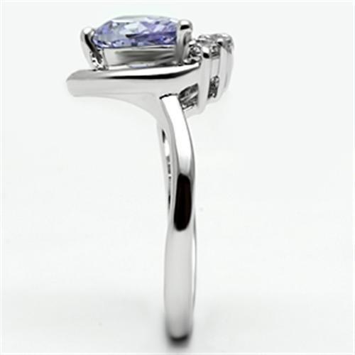 3W030 - Rhodium Brass Ring with AAA Grade CZ  in Light Amethyst-4