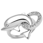 3W032 - Rhodium Brass Ring with Top Grade Crystal  in Clear-0