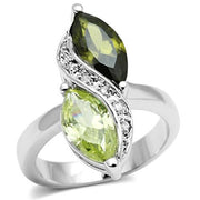 3W033 - Rhodium Brass Ring with AAA Grade CZ  in Multi Color-0
