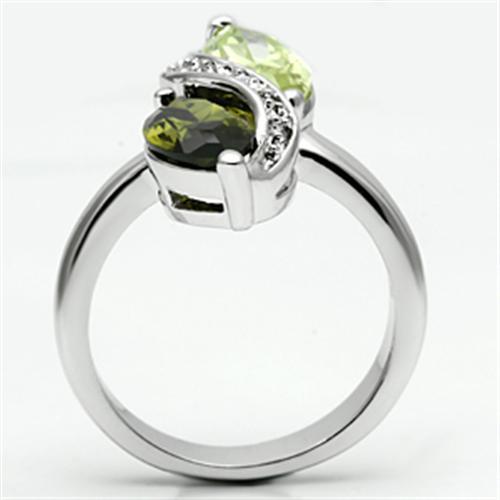 3W033 - Rhodium Brass Ring with AAA Grade CZ  in Multi Color-2