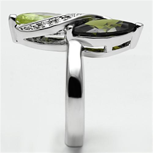 3W033 - Rhodium Brass Ring with AAA Grade CZ  in Multi Color-3
