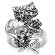 3W036 - Rhodium Brass Ring with Top Grade Crystal  in Clear-0
