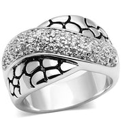 3W037 - Rhodium Brass Ring with AAA Grade CZ  in Clear-0