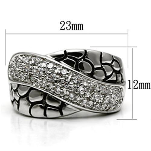 3W037 - Rhodium Brass Ring with AAA Grade CZ  in Clear-1