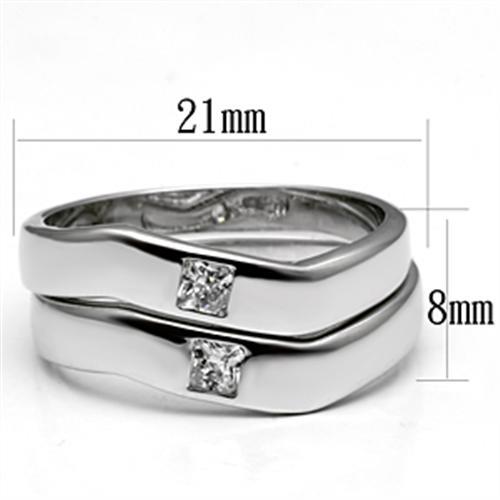 3W039 - Rhodium Brass Ring with AAA Grade CZ  in Clear-1