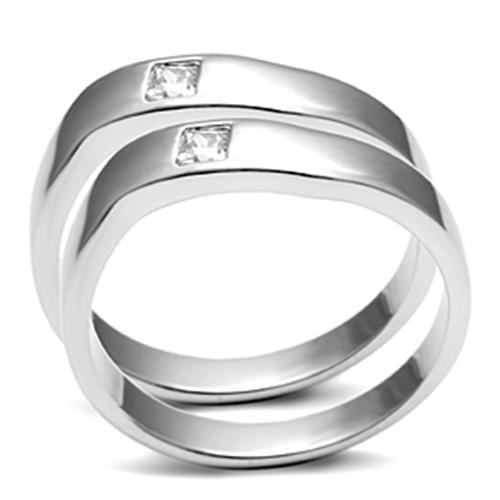 3W039 - Rhodium Brass Ring with AAA Grade CZ  in Clear-2