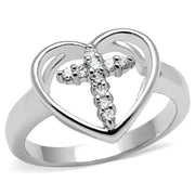 3W046 - Rhodium Brass Ring with AAA Grade CZ  in Clear-0