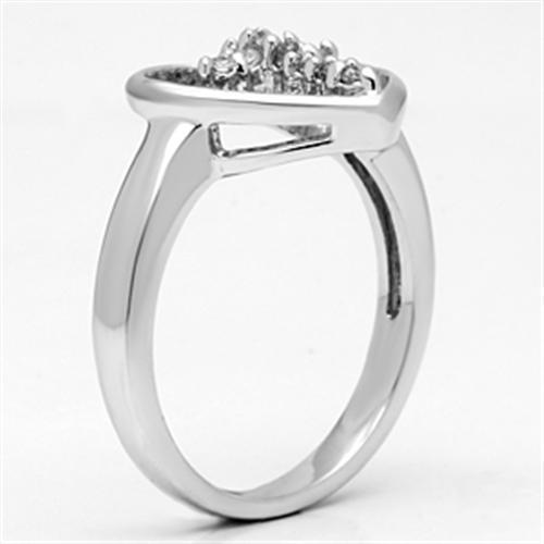 3W046 - Rhodium Brass Ring with AAA Grade CZ  in Clear-3