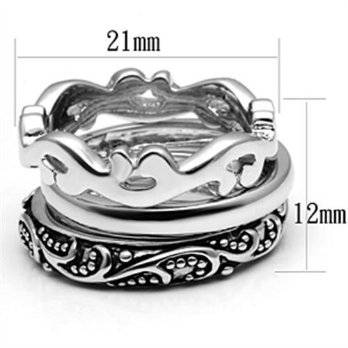 3W048 - Rhodium Brass Ring with No Stone-1