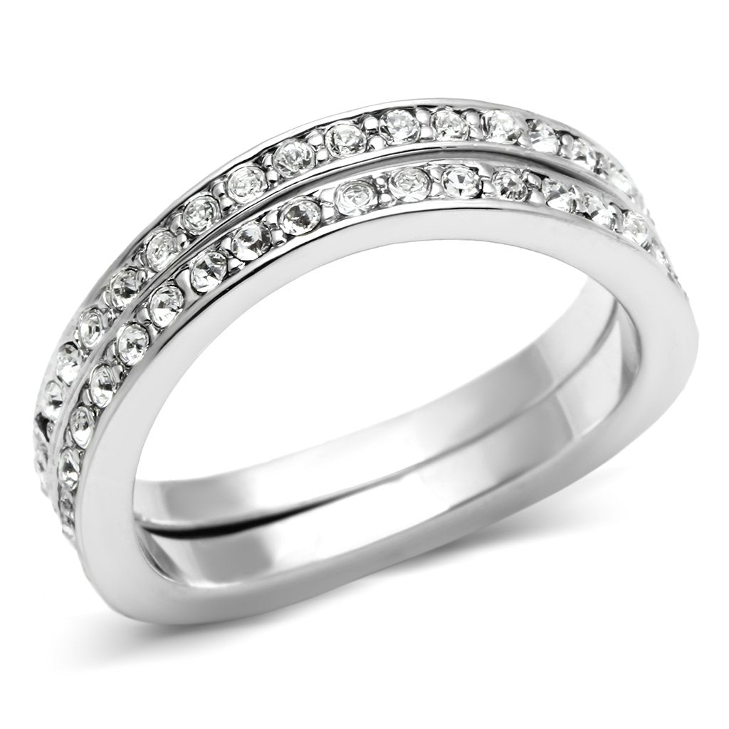 3W053 - Rhodium Brass Ring with Top Grade Crystal  in Clear-0