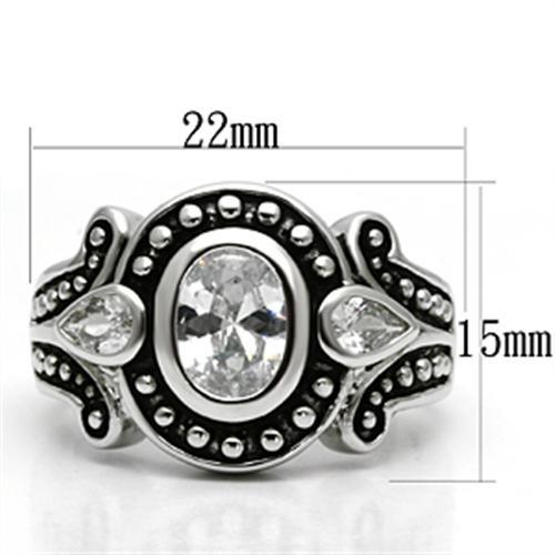 3W056 - Rhodium Brass Ring with AAA Grade CZ  in Clear-1
