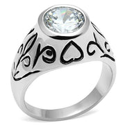 3W057 - Rhodium Brass Ring with AAA Grade CZ  in Clear-0