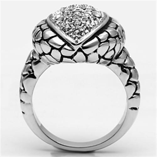 3W058 - Rhodium Brass Ring with Top Grade Crystal  in Clear-2