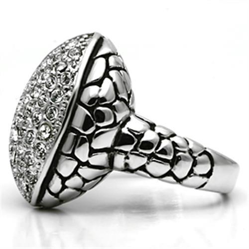 3W058 - Rhodium Brass Ring with Top Grade Crystal  in Clear-3