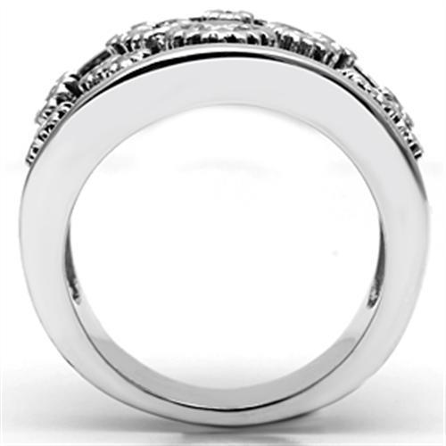 3W059 - Rhodium Brass Ring with AAA Grade CZ  in Clear-2