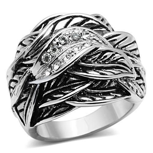3W063 - Rhodium Brass Ring with Top Grade Crystal  in Clear-0