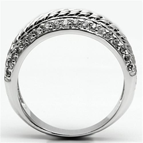 3W065 - Rhodium Brass Ring with AAA Grade CZ  in Clear-2