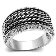 3W065 - Rhodium Brass Ring with AAA Grade CZ  in Clear-0