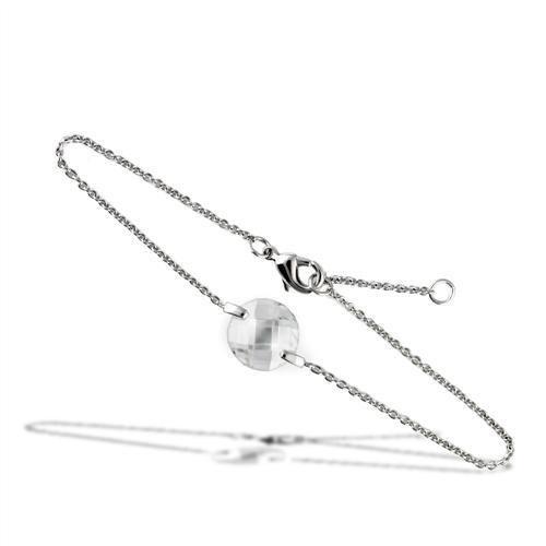 3W066 - Rhodium Brass Bracelet with AAA Grade CZ  in Clear-0