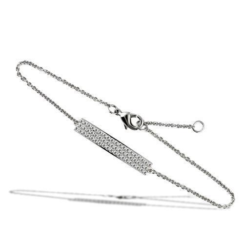 3W068 - Rhodium Brass Bracelet with AAA Grade CZ  in Clear-0