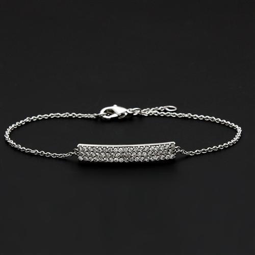 3W068 - Rhodium Brass Bracelet with AAA Grade CZ  in Clear-2