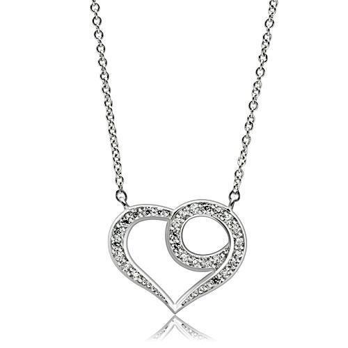 3W075 - Rhodium Brass Necklace with AAA Grade CZ  in Clear-1