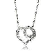 3W075 - Rhodium Brass Necklace with AAA Grade CZ  in Clear-0