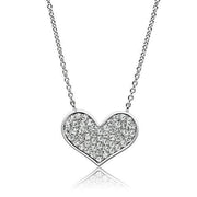 3W076 - Rhodium Brass Necklace with AAA Grade CZ  in Clear-0