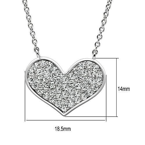 3W076 - Rhodium Brass Necklace with AAA Grade CZ  in Clear-2