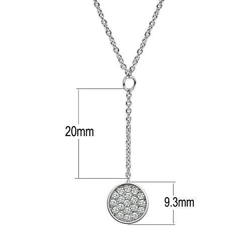 3W077 - Rhodium Brass Necklace with AAA Grade CZ  in Clear-1