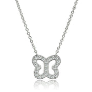 3W078 - Rhodium Brass Necklace with AAA Grade CZ  in Clear-0
