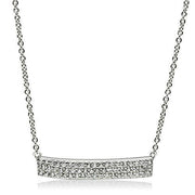 3W079 - Rhodium Brass Necklace with AAA Grade CZ  in Clear-0