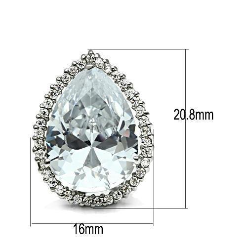 3W080 - Rhodium Brass Earrings with AAA Grade CZ  in Clear-1