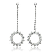 3W081 - Rhodium Brass Earrings with AAA Grade CZ  in Clear-0
