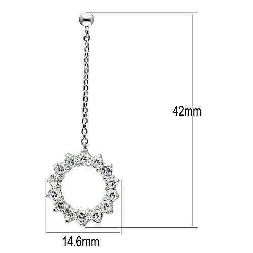 3W081 - Rhodium Brass Earrings with AAA Grade CZ  in Clear-2
